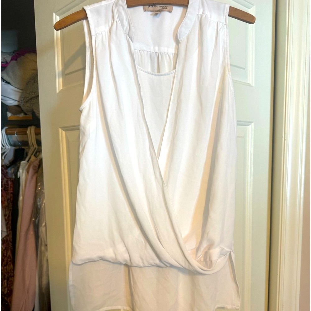 PHILOSOPHY republic clothing White Sleeveless HiGh Low Top